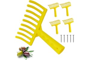 Crisalide®- 5 PZ Rastrello Pettine per Olive, 9 Denti in Plastica, Attacco Conico per Manico Universale, in Plastica Giallo PROFESSIONALE