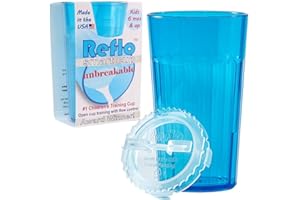 ADAM TOYS Reflo nietłukący się kubek do nauki picia – trener dziobów dla małych dzieci od 6 miesiąca życia – nietłukący się kubek do picia na wodę – niebieski kubek do nauki picia o pojemności 170 ml