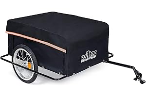 Wiltec Remorque pour vélo, Timon Rabattable & Attelage Rapide, Transport de Charges Randonnée Voyage, Chariot pour Bicyclette