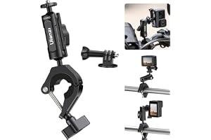 ULANZI 360°Motorcycle Camera Mount for GoPro Bike Holder Handlebar Mount Bracket w GoPro Adpter for Hero10/9/8/7/6/5/4/3 Action Cameras Accessory ?8~35mm (Fits Bicycle Utv Motorcycle Handlebar Holder)