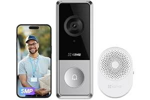 EZVIZ 3K 5MP CP8 Trådlös Wifi Videodörrklocka med Kamera, Dörrklocka med 9600mAh Löstagbart Batteri, Wi-Fi 6 2.4GHz, Mörkerse