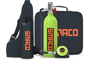 SMACO Scuba Tank Diving Gear for Diver Mini Scuba Tank Oxygen Cylinder with 15-20 Minutes Capability Diving Oxygen Underwater Breathing Device 1L Diving & Snorkeling Equipment