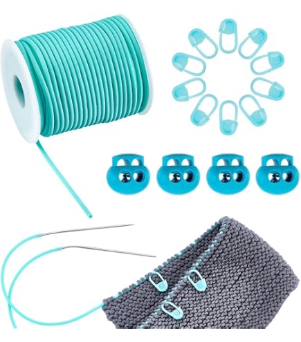 NBEADS Maschenhalter Schnur 15m - 2mm Gummischlauch Mit 6 Nadelstoppern