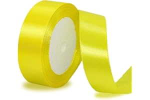 ALOHOVME Nastri Giallo Limone 25mm, 23 metri Nastro di Raso per l'imballaggio di regali, Artigianato fai da te, Bows Making, Mazzi di fiori, Palloncini, Festa nuziale e Decorazioni per torte