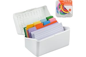 ‎VANRA VANRA Karteikartenhalter, 7,6 x 12,7 cm, 300 farbige Karteikarten, blanko, Notizkarten mit Ring, Weiß