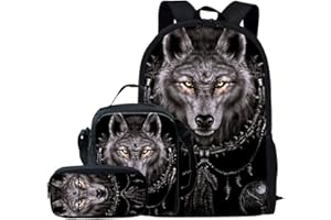 Kuiaobaty Ensemble de cartables 3 en 1 pour Filles et garçons avec Sac à déjeuner, Trousse pour l'école secondaire