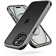 MobNano Compatible with iPhone 15, Ultra Thin Hybrid Case, Soft TPU Shockproof Bumper Anti Scratch Cover for iPhone 15 - Titanium Grey/Black