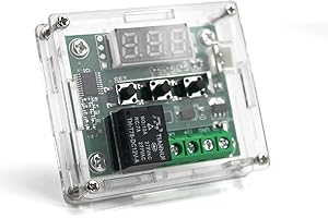 TAIKUWU LED Rot Digital Thermostat DC 12V - W1209 Heizen/Kühlen Temperierschalter Modul mit Wasserdicht 50~110°C Sensor Sonde + Transparent Acrylic Gehäuse