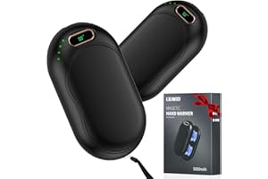 LIUWID Handwärmer Elektrisch Split Magnetic Wiederaufladbare Taschenwärmer 2er-Pack, 5000mAh Tragbar Handwärmer Wiederverwendbar 3 Heizmodi Fortsetzung 15H, Warmes Geschenk für Outdoor Frauen Männer Kinder