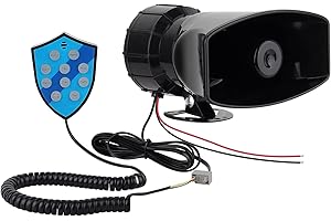 LNCBOC 12V 100W 9 Tons Sirène de Police Amplificateur Alarme Voiture, Siren Car Siren Vehicle Horn with Mic Système de haut-parleurs PA Amplificateur de son d'urgence