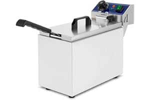 VERTES Friteuse Electrique Professionnelle 8L, 3000W, 230V, Principe de la Zone Froide, Température 50-200°C, Panier à Friture, Fonction Reset, Acier Inoxydable, Fonctionnement à l'Huile