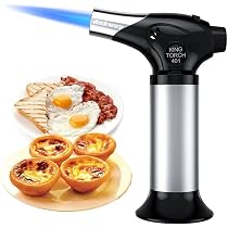DriveNova Set Di 2 Torce A Butano Con Fiamma Regolabile E Blocco Di Sicurezza - Cannello Da Cucina Ricaricabile Per Creme Brûlée, BBQ E Bricolage