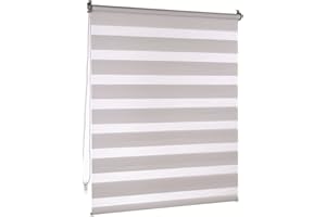 Victoria M. Tenda a Rullo Doppia Klemmfix 100 x 230 cm Grigio, Tenda Giorno Notte Senza Fori con Supporto Klemmfix