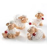Logbuch-Verlag 4 Sheep White 9 cm Easter Figures as Easter Decoration Easter Gift for Customers, Employees, Children