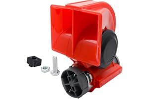 MASO AUTO MASO 12V Kompressor Fanfare 130dB Druckluft Horn Hupe Rot Kompressor Lufthorn für LKW PKW Boot