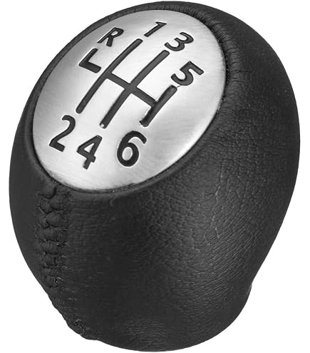 Pommeau De Levier De Vitesses Renault Compatible Espace IV, Clio III, Etc. - Cuir Noir Avec Inserts Argent, Référence 8200050527 - 7