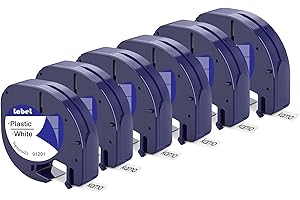 Kamo Lot de 6 rubans kamo (12 mm x 4 m) compatibles Dymo LetraTag 91201 91221 Blanc/rouge/jaune/bleu, pour étiqueteuse LT-100H, LT-100H Plus, LT-100T, LT-100T Plus, XM, XR, 2000, QX50, 200B