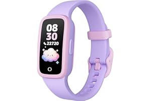 TICTIKY Reloj de Actividad Niños con Pantalla AMOLED, Monitor de Ritmo Cardíaco y Sueño, Resistente al Agua 3ATM, Podómetro, Alarma, 3 Juegos, para Niñas de 5 a 10 Años