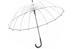 Meichoon Parasol przezroczysty na wesele, długi parasol XXL, przezroczysty i bardzo duży: 120 x 97 cm z praktycznym mechanizmem otwierania i ergonomicznym uchwytem PCW