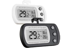 APKLVSR Termometro per frigorifero,antibatterico per frigorifero e congelatore con ampio schermo LCD digitale e retro magnetico per cucina e casa (confezione da 2, bianco e nero)