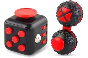 Yeefunjoy Juego de 2 Juguetes para Fidget, Juguetes Black Fidget Cubo Fidget Ball, Negro y Rojo Anti-ansiedad Anti-Stress AD, TDAH, Autismo Juguetes Killing Time para niños y Adultos Mayores de 3 años