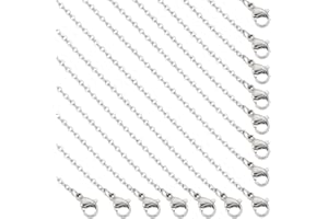 UNICRAFTALE 30 pièces 60 cm Unisexe Chaînes de Câbles Colliers 304 chaînes en Acier Inoxydable Collier de Chaîne de Câble avec Fermoirs à Griffes de Homard Chaînes en Métal pour Fabrication de Bijoux