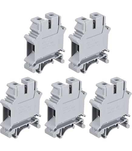Sourcing Map 5 Stuks DIN-rail Klemmenblok – UK6N – 800V 57A – 6mm² – Schroefklem – Nylon PA66 – Voor Industriële Bedrading En Schakelkasten