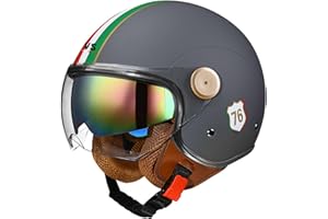 BGGNG Casco de Cara Abierta Jet 3/4 con Visera Retro Estilo Vintage Vespa para Moto - Aprobado Dot/ECE para Hombres Mujeres Adultos