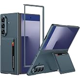 Senon Galaxy Z Fold 7 Suni Deri Arka Y&uuml;zey Zore Kartlıklı Kılıf Silikon Kapak Yeşil