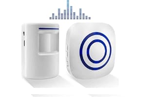 BeiLan Kabellose Durchgangsalarm mit 1 Elektronischem Plug-in-Empfänger, 1 PIR-Bewegungssensor-Detektor, Durchgangsmelder mit 38 Klingeltönen, Türklingel Funkalarmanlage mit Bewegungsmelder