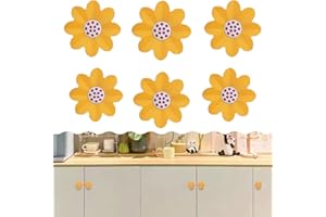UMIBUDS CcHhyyt Lot de 6 Boutons en Caoutchouc Souple en Forme de Dessin Animé pour Enfants Filles et Garçons Pour Tiroirs de Chambre d'enfant（Jaune Fleur）