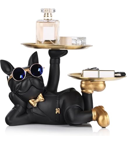 HOME DECO FACTORY - HD1323, Decoratieve sculptuur Bulldog Wit lege zak 21 cm - Elegant en modern, als cadeau, niet giftig, gemaakt van polyresin - Kleur: Wit, Goud