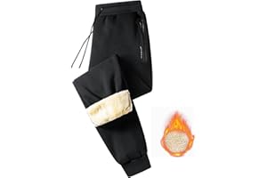 JustSun Pantalons de Survêtement Hiver Homme Pantalon Jogging Homme Thermique Doublés en Polaire Sherpa Chaud avec Poches Zippées