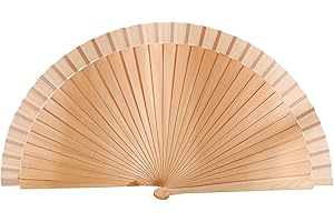 Elnwnnkc Abanico elegante español de madera de moda, abanico de mano plegable vintage de color sólido, decoración de fiestas de disfraces, abanico plegable