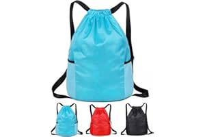 SoftcuteLee Drawstring Bag, Swim PE Bags Drawstring Gym Bag, Unisex Large Sport Backpack, Waterproof Sport String Backpack, Oxford fabric Backpacks Bags for Sports School Beach Holidays Swimming