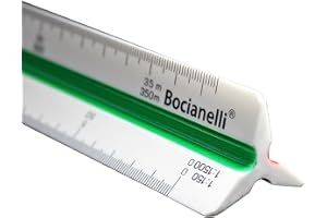 BOCIANELLI 30 cm Scalimetro in Plastica Righello Triangolare Professionale 1:20 1:25 1:50 1:100 1:125 1:150 1:200 1:500 1:1000 1:1250 1:1500 1:2500 Disegno Tecnico Architettura Ingegneria
