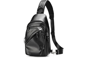 JSNOM Zaino Monospalla Uomo Piccolo: Borse a Spalla Impermeabile Elegante, Sling Bag per Sportiva Ciclismo Trekking Viaggio Casual (Nero)