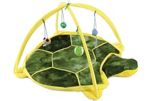 Tapis de jeu et d’activité mobile Freeas pour chien ou chat, Lit rembourré pour animal domestique avec jouets suspendus : clochettes, balles et souris