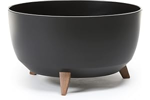 HAPPYFLOWER Happy Flower MultiProject Flower Pot on the Feet Plant Pot Round 3 Sizes 5 Colours Planters (Diameter 47 cm, Black)