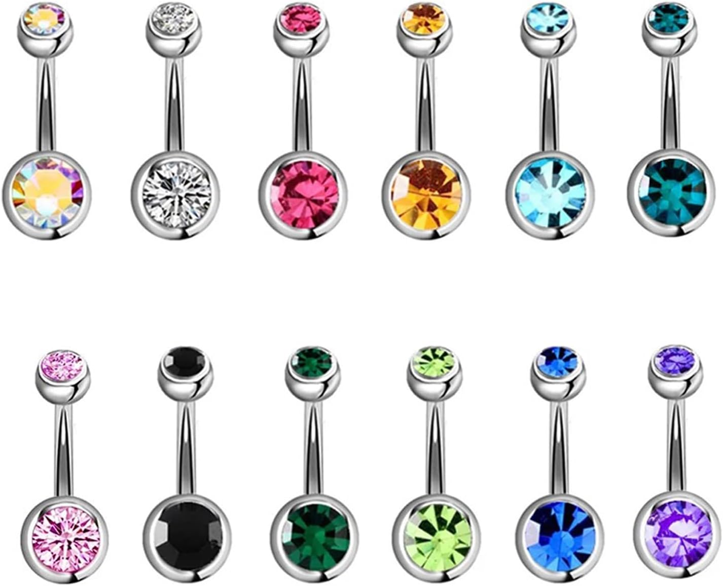 Aucuu 3/4/5/12/20PCS Piercing Ombligo, 14G de Acero Inoxidable, Forma de Barra Curvada y Circonita CZ Cúbica Perla Ombligo Joyería para Mujeres Hombres