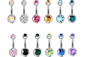Aucuu 3/4/5/12/20PCS Piercing Ombligo, 14G de Acero Inoxidable, Forma de Barra Curvada y Circonita CZ Cúbica Perla Ombligo Joyería para Mujeres Hombres