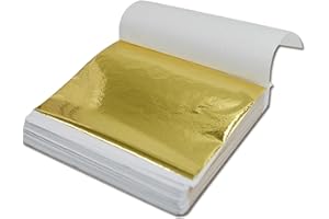 TAASMOOG 100 Sheets Imitation Gold Foil Paper, Gold Leaf Sheets, Metallic Gold Foil, Gilding Crafting, for Handicrafts, DIY Nails Decoration, Frames, Painting Arts, Furniture, 6 Colors (14x14cm)