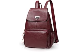 NICOLE & DORIS Sac à Dos en Cuir pour Femme Sac a Dos College Fille Cartable Sac à Dos décontracté pour Femme en Cuir Vin Rouge