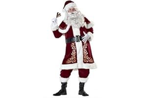 Miolasay Weihnachtsmann-Cosplay-Kostüm für Erwachsene, Unisex, Requisiten, Weihnachten, roter Weihnachtsmann, Deluxe, Samt, Cosplay-Anzug, Party-Outfit