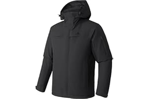 Herren Skijacke Wasserdicht Warm Atmungsaktiv Snowboardjacke Winterjacke mit Kapuze Outdoorjac