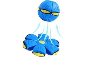 FUNLOV Kid Toys Flying Saucer Ball, Kid Magic Deformation UFO Toy for Outdoor Sports & Trainingm, Strong Elasticity & High Jump, Durable for Kid 's Play Flying (Blue, Without light)