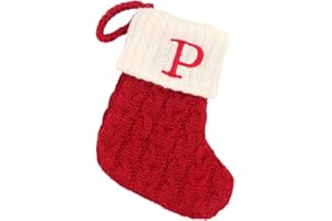 RAOPUZI Calcetines Navidad Chimenea con La Letra Botas de Navidad Decoracion Decoración Navideños para Colgar Bolsa Medias de Christmas Stocking Regalo Papá Noel Calcetín Navideña Adornos Rojos Blanco