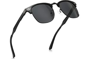 SUNGAIT Okrągłe okulary przeciwsłoneczne w stylu retro, pół-brandy, polaryzacyjne, ochrona przed promieniowaniem UV dla mężczyzn/kobiet -SGT016