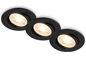 BRILONER - Pack 3 Downlights LED techo empotrables planos 230V, orientables, luz blanca cálida, ojos buey para, foco empotrable, 8 x 2,2 cm, negro