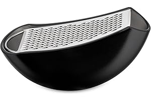 Alessi Parmenide AARU01 B - Grattugia con Raccoglitore in Resina Termoplastica e Acciaio Lucido, Nero